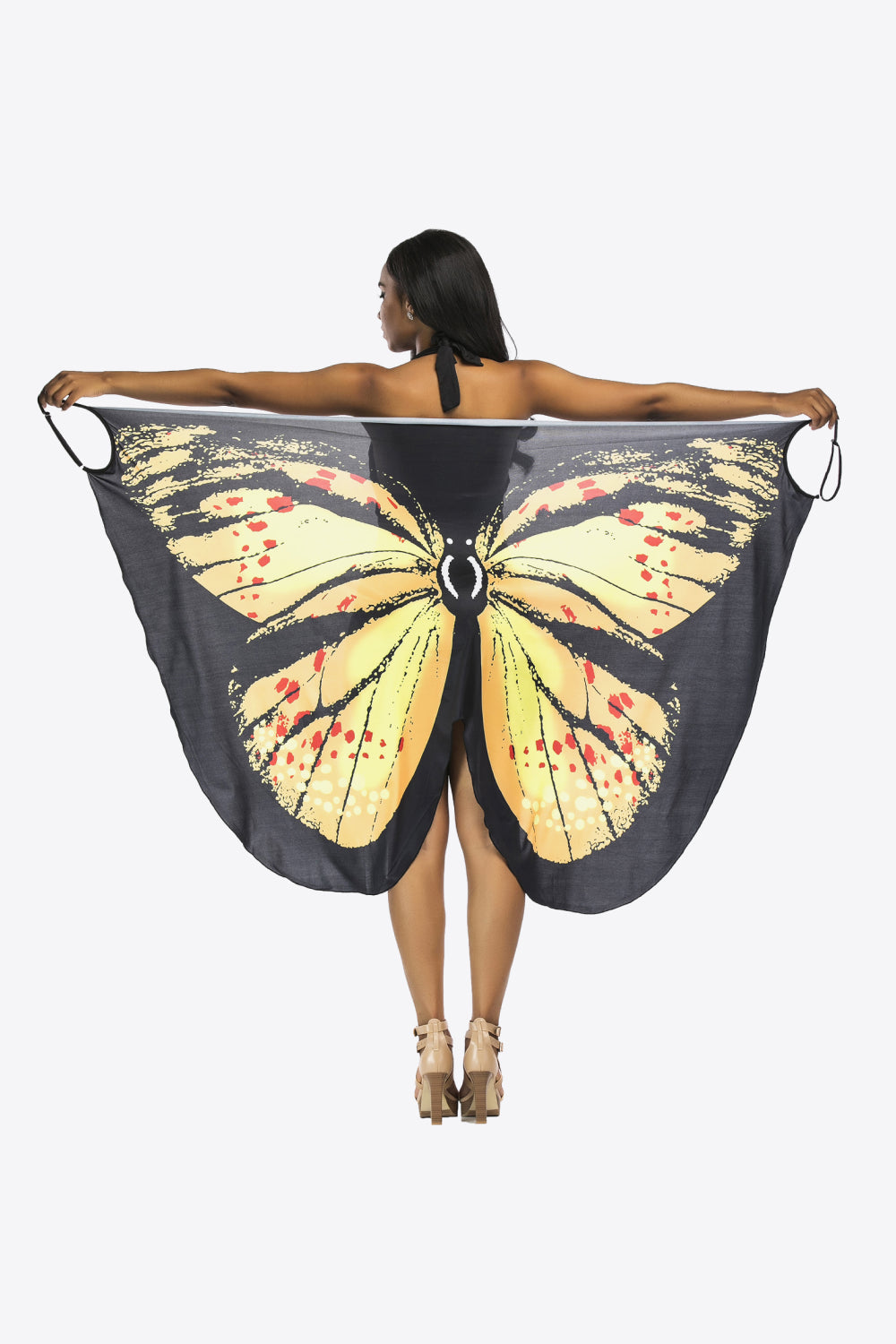 Butterfly Spaghetti Strap Cover Up Yellow One Size Trendsi
