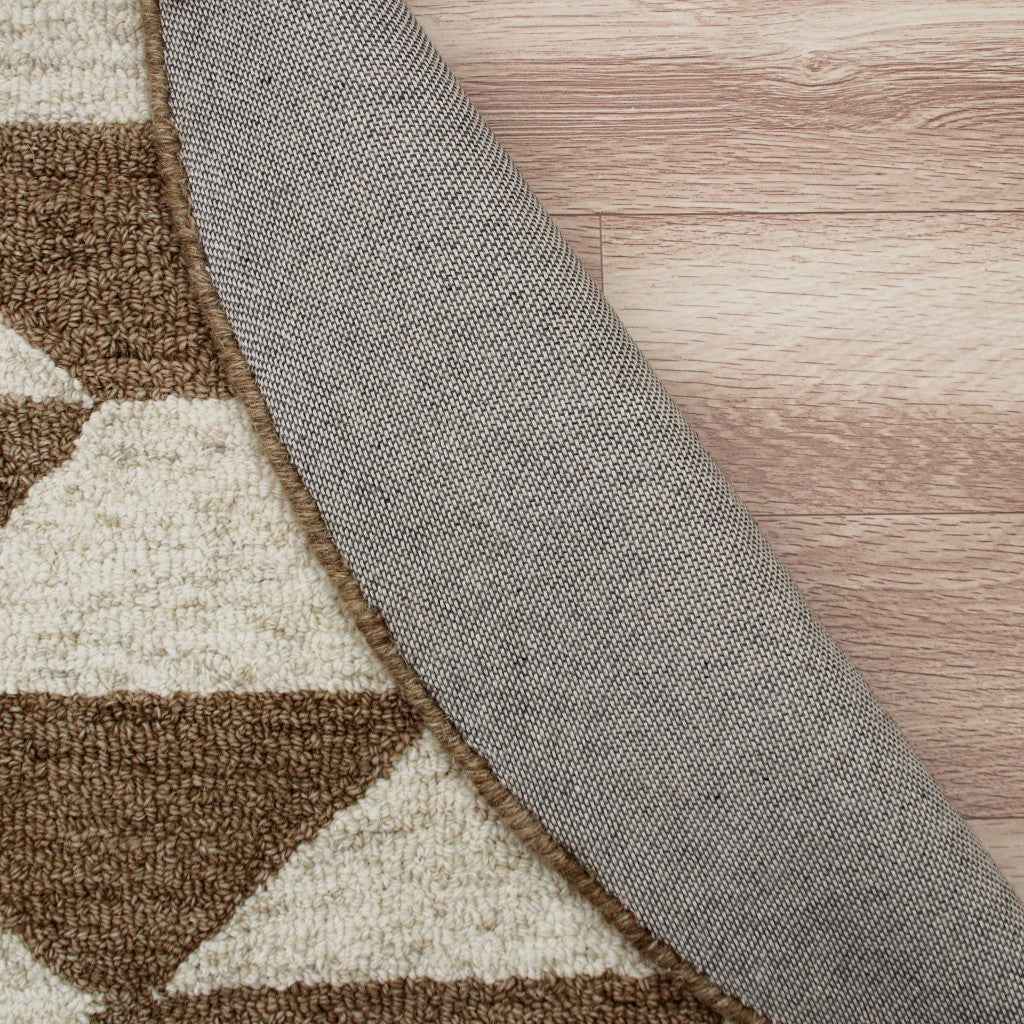 Round Brown Bohemian Geometric Area Rug - 4' Wool Homeroots
