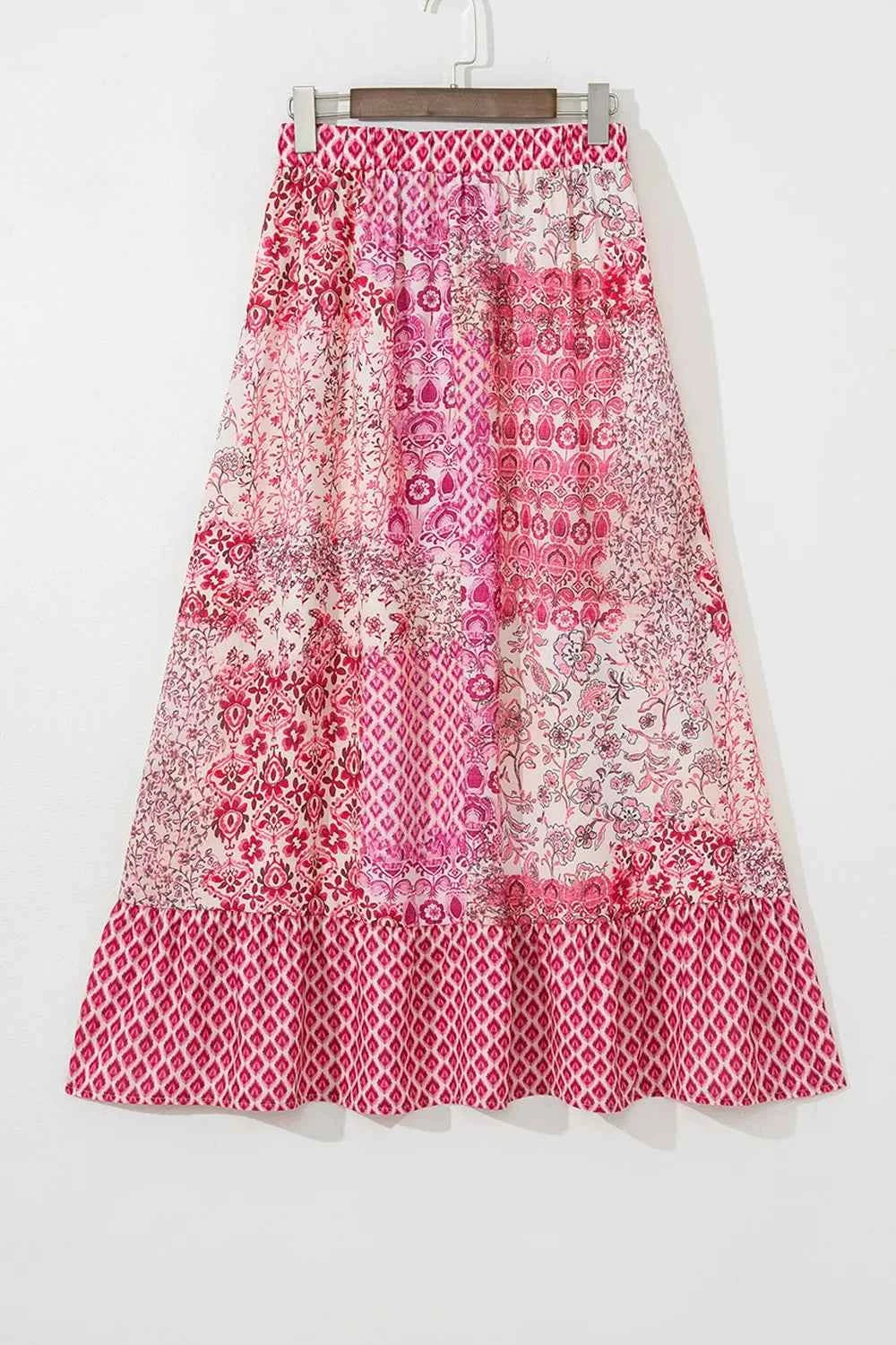 Printed Tassel Drawstring High Waist Maxi Skirt Trendsi