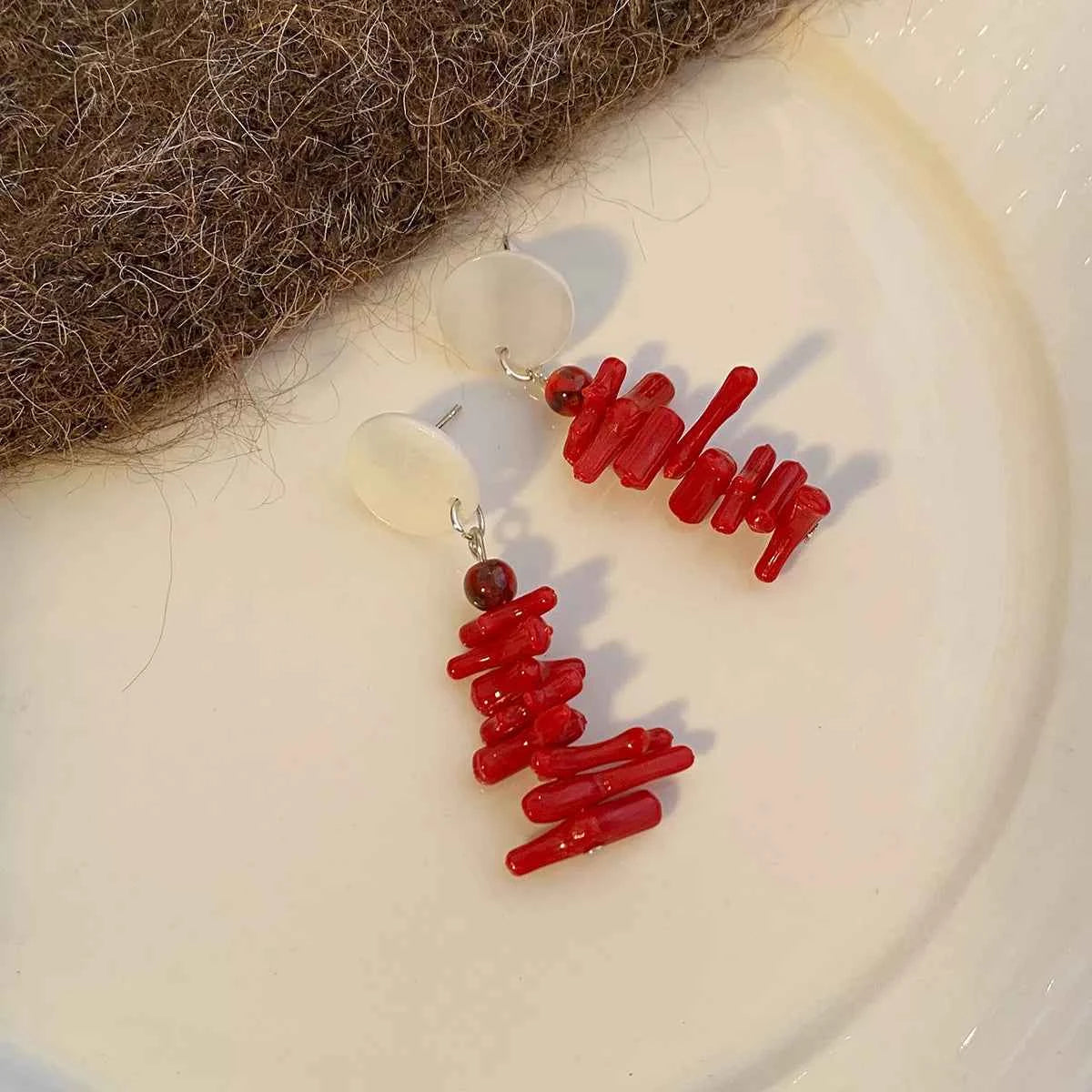 Resin Coral Chip Dangle Earrings Trendsi