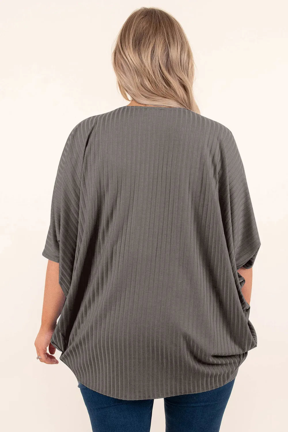 Plus Size Ribbed Cocoon Cover Up Trendsi