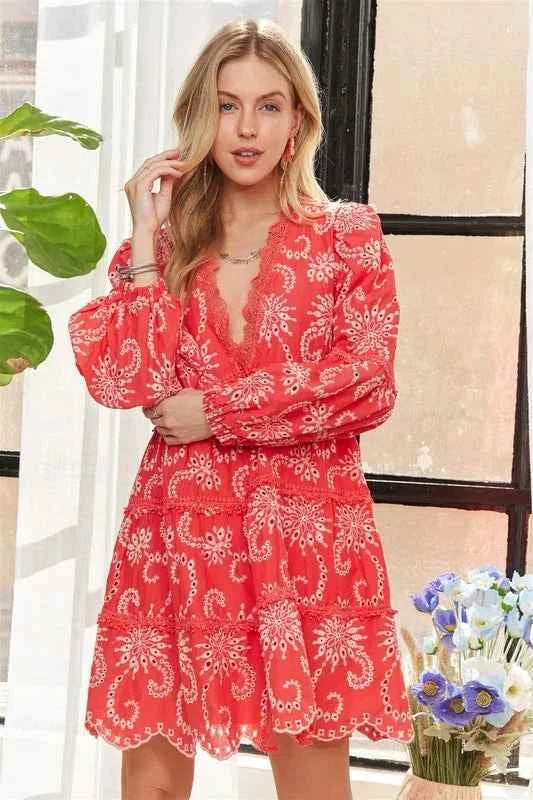 ADORA Puff Sleeve Floral Boho Mini Dress Trendsi