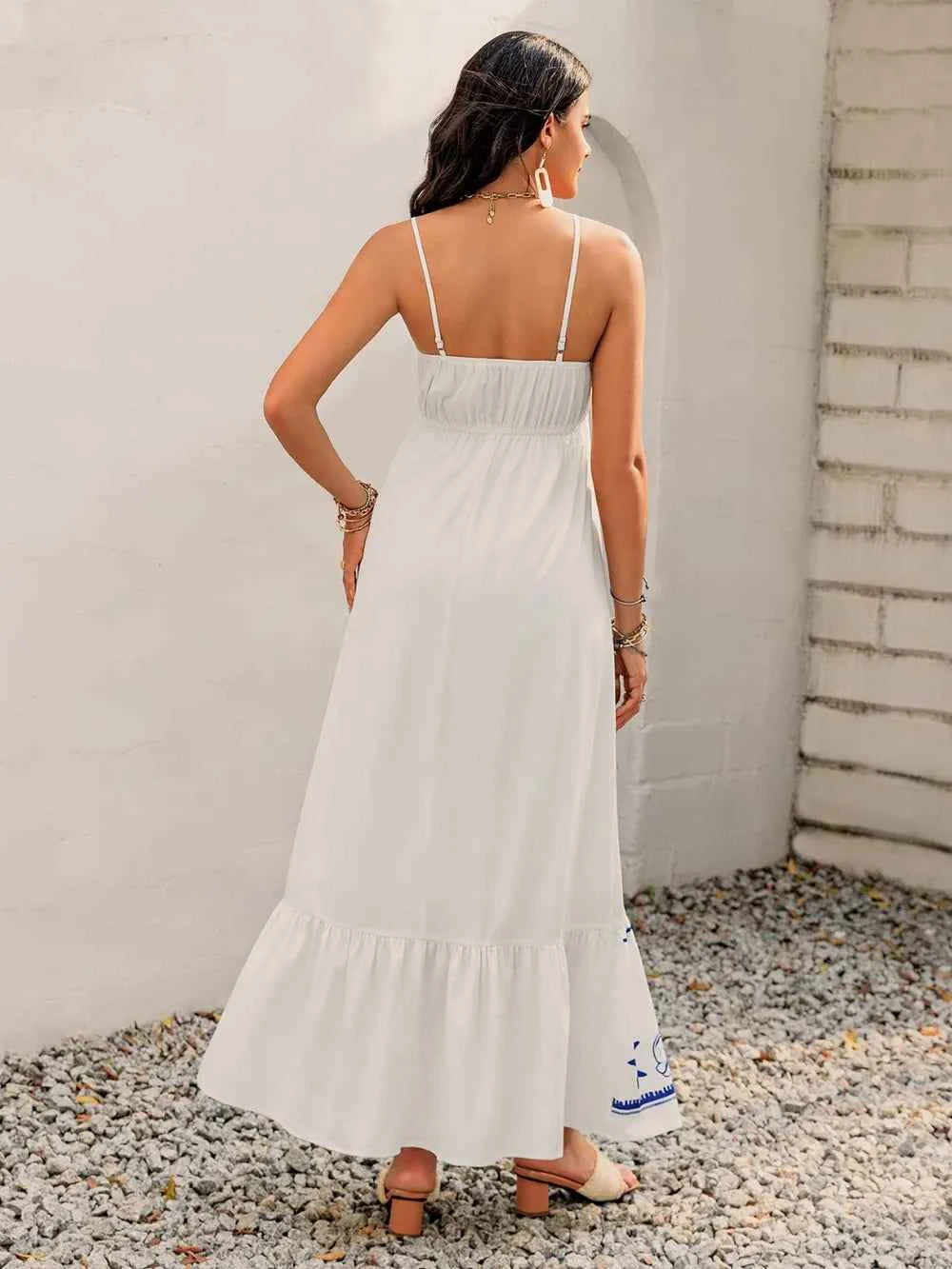 Printed Square Neck Maxi Cami Dress Trendsi