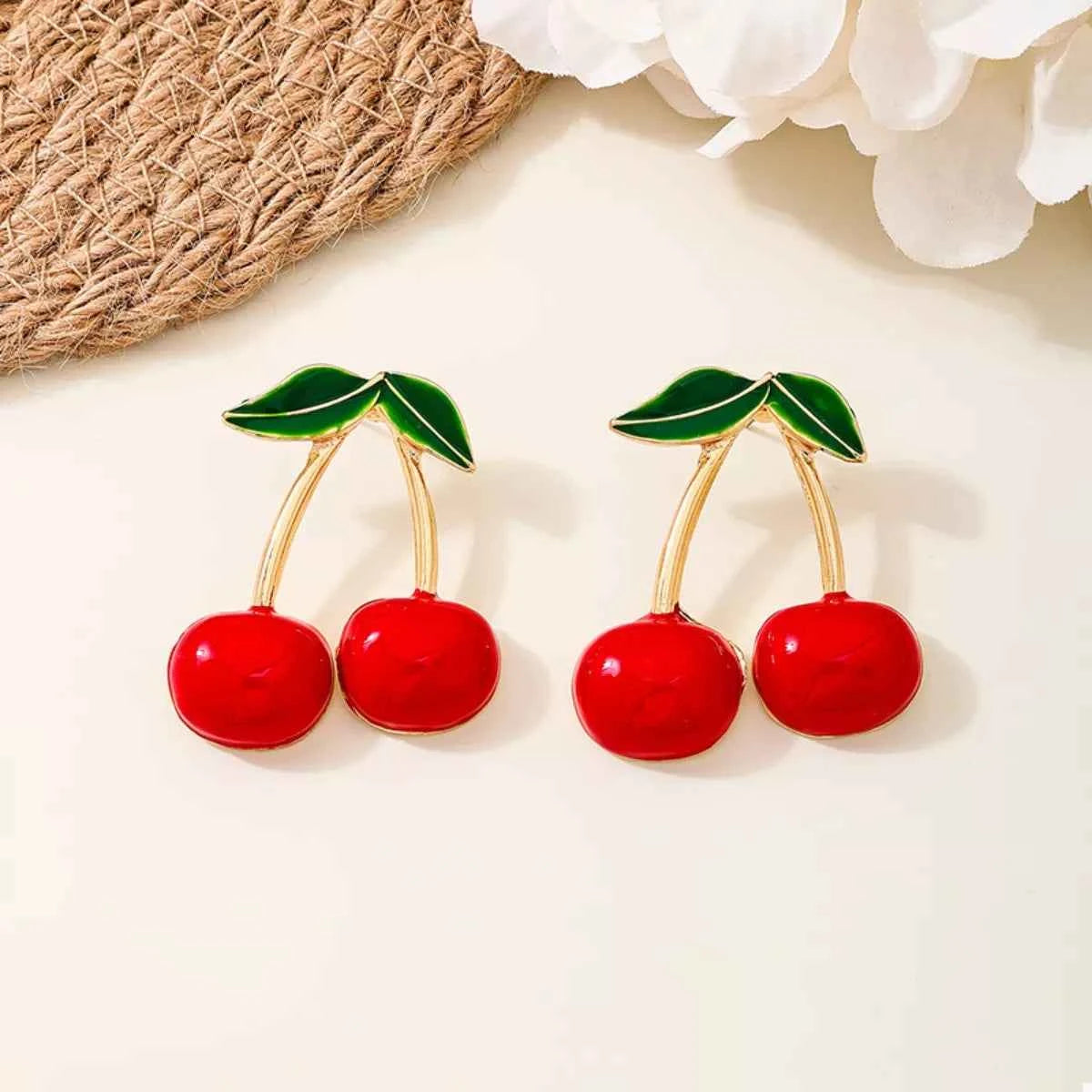 18K Gold-Plated Cherry Earrings Trendsi
