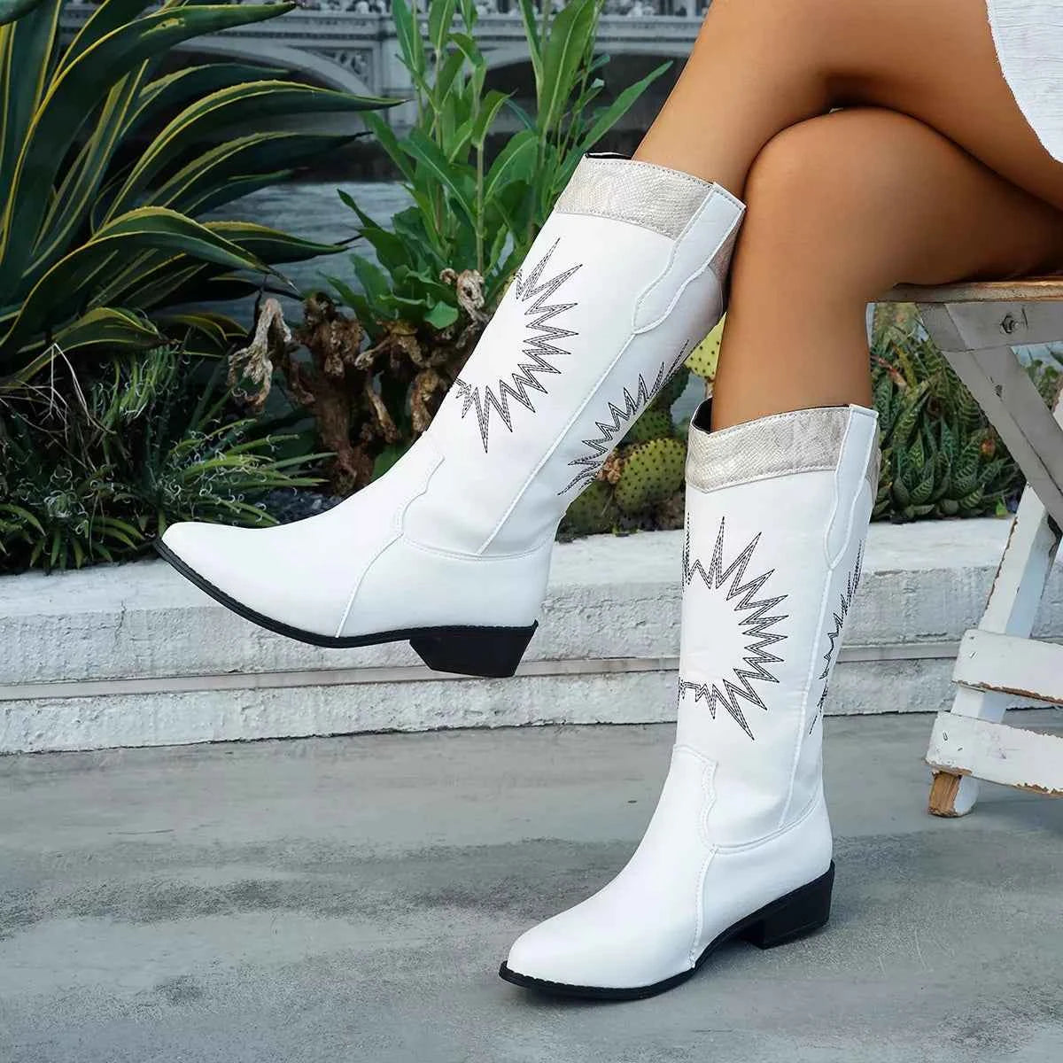 Point Toe Block Heels Boots Trendsi