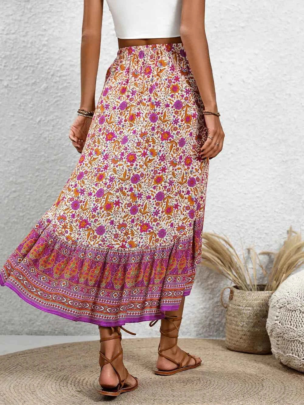 Perfee High-Low Elastic Waist Skirt Trendsi