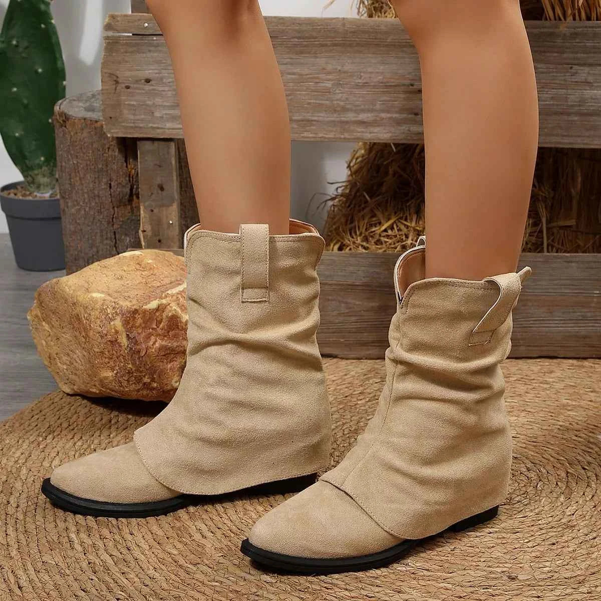 Point Toe Block Heels Boots Trendsi