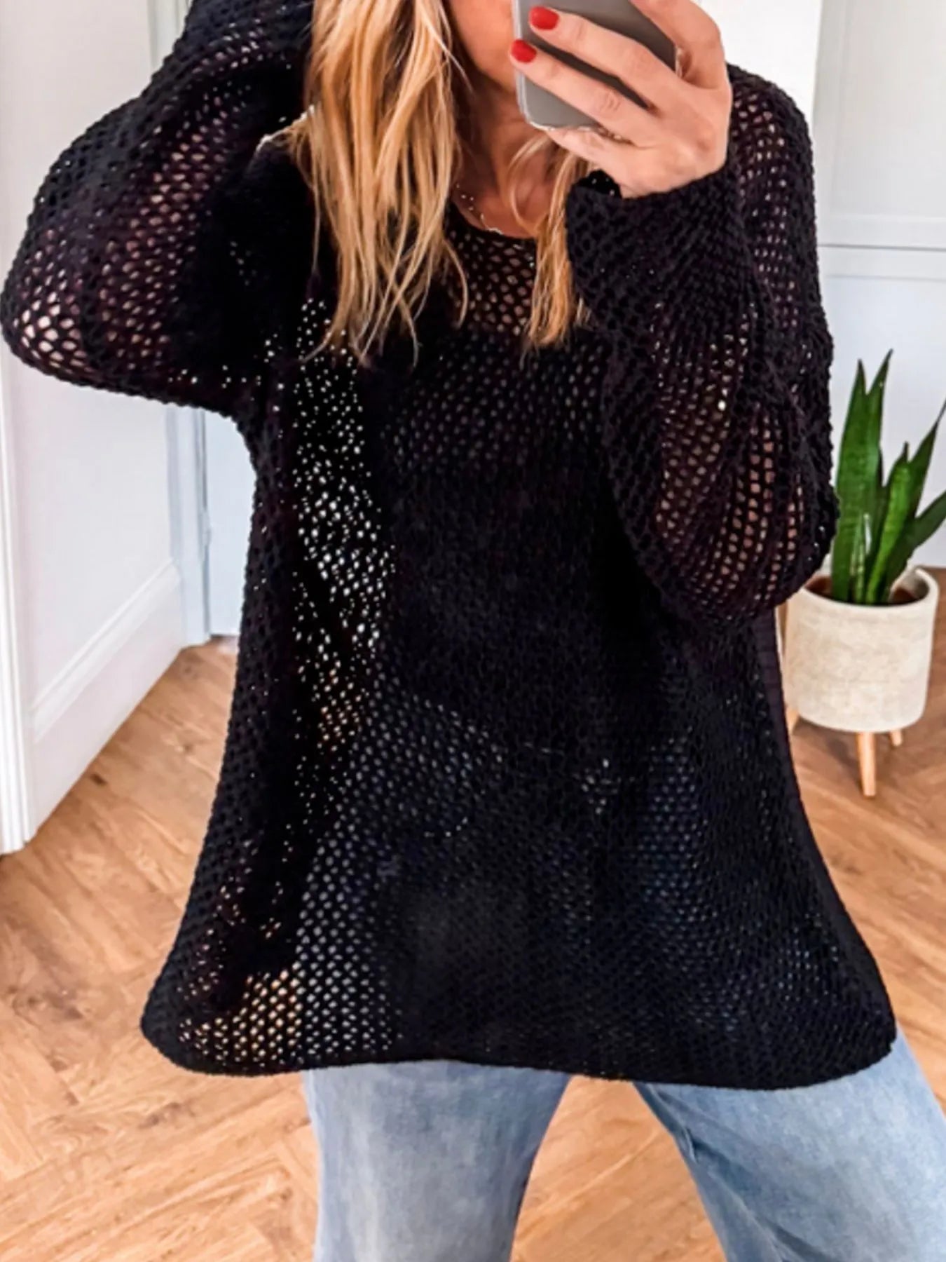 Lightweight Openwork Knit Cover Up Trendsi