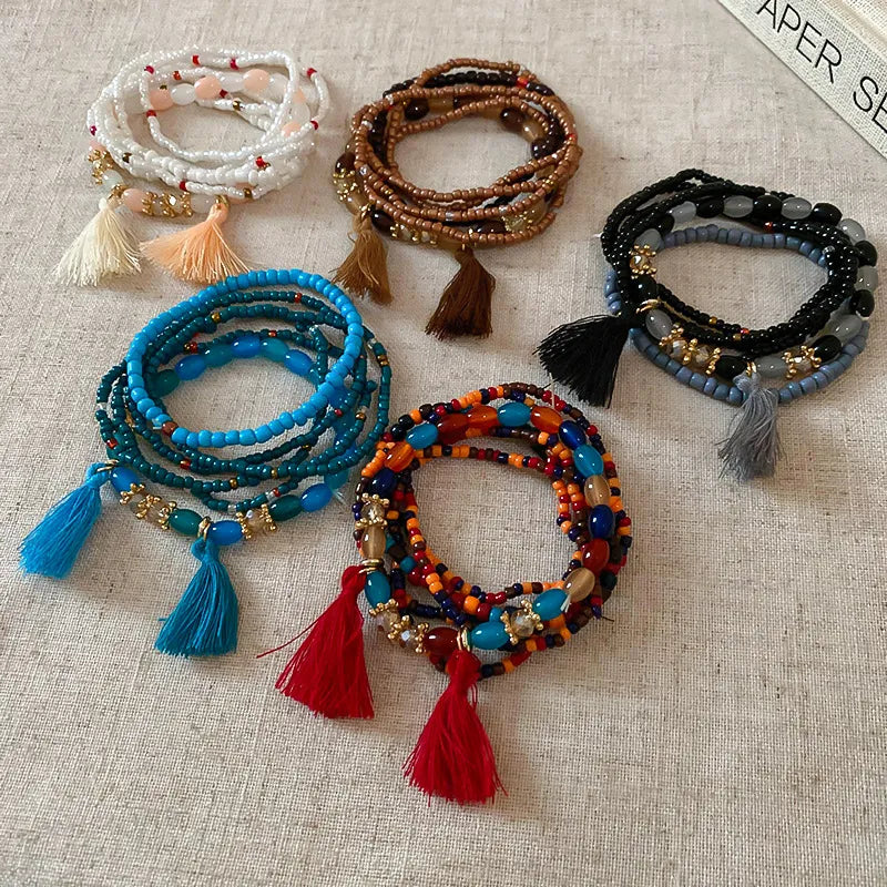 Tassel Rice Bead Bracelet Trendsi