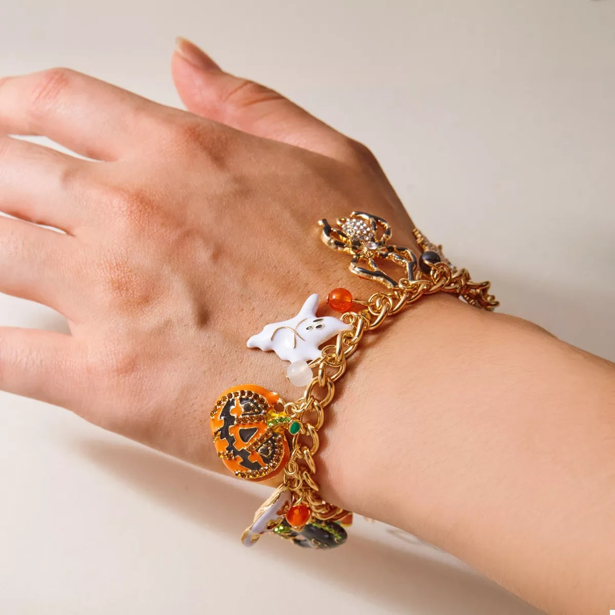 18K Gold-Plated Halloween Theme Bracelet - Festive Charm Jewelry Trendsi
