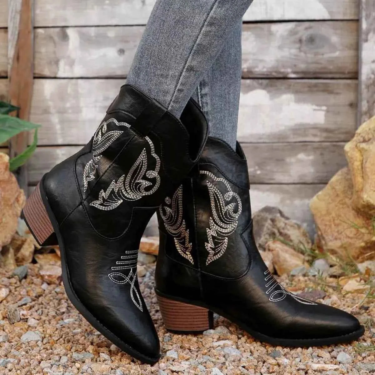 Western Cowboy Boots with Embroidered Design Trendsi