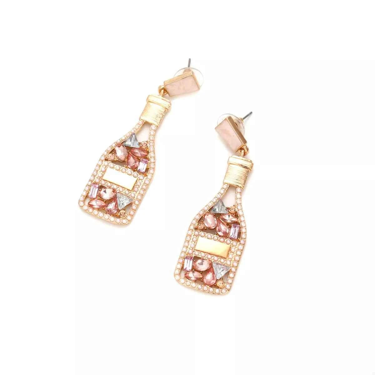 Champagne Bottle Drop Earrings Trendsi
