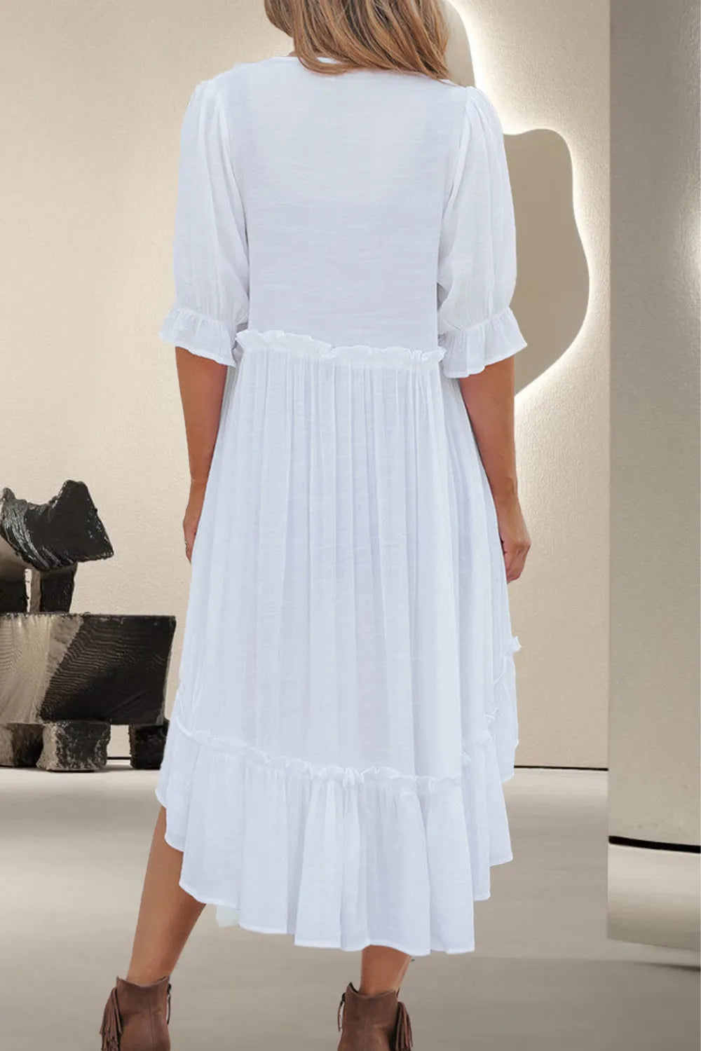 High-Low Half Sleeve Cover Up Trendsi