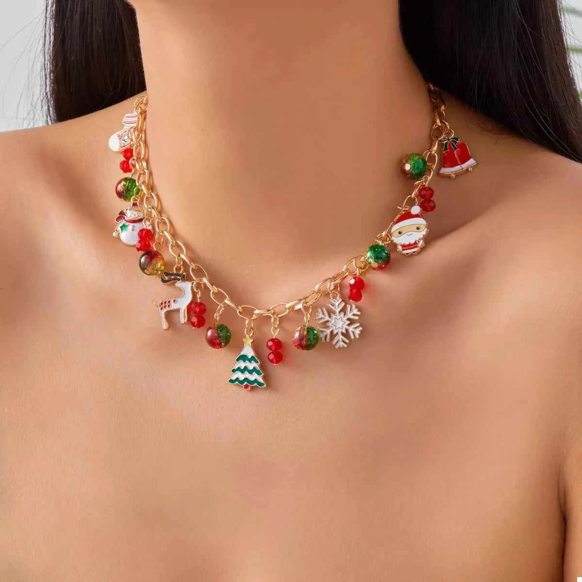 Christmas Themed Charm Necklace Style B onesize Trendsi