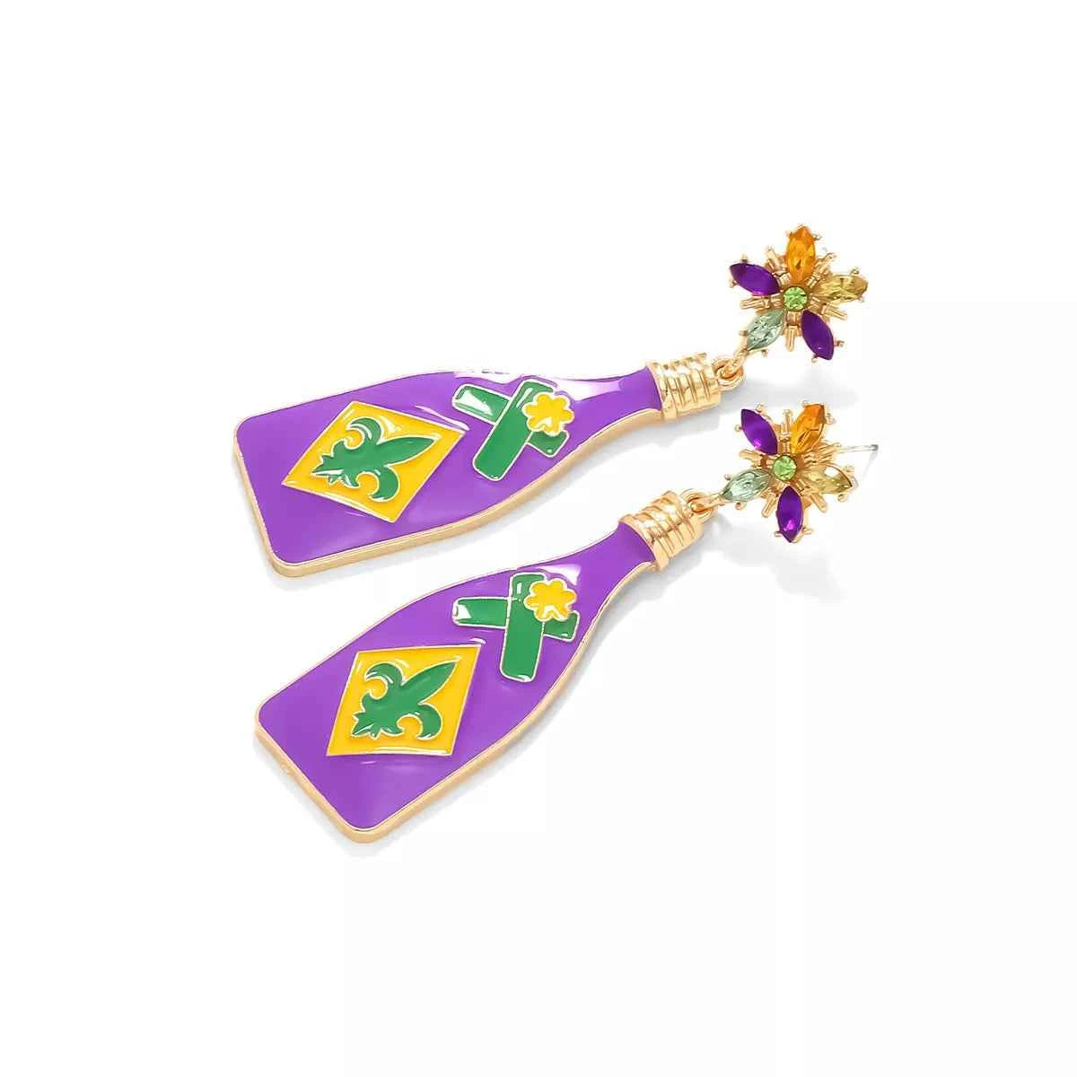 Mardi Gras Bottle Dangle Earrings Trendsi