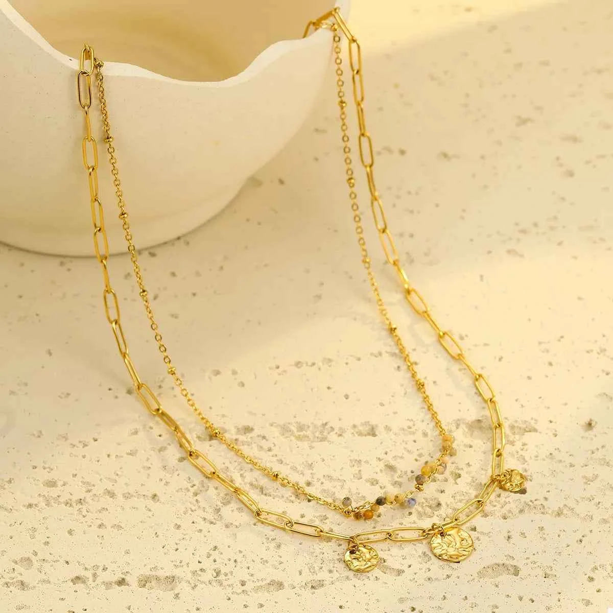 18K Gold-Plated Double-Layered Necklace Trendsi
