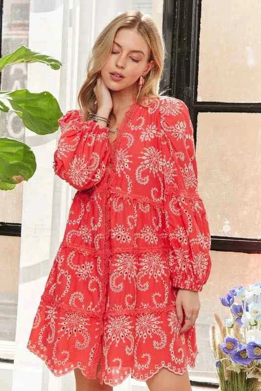 ADORA Puff Sleeve Floral Boho Mini Dress Trendsi