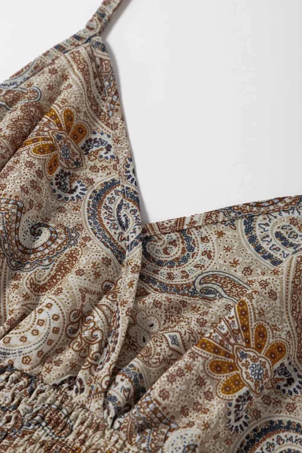 Paisley Printed Smocked Babydoll Cami Trendsi