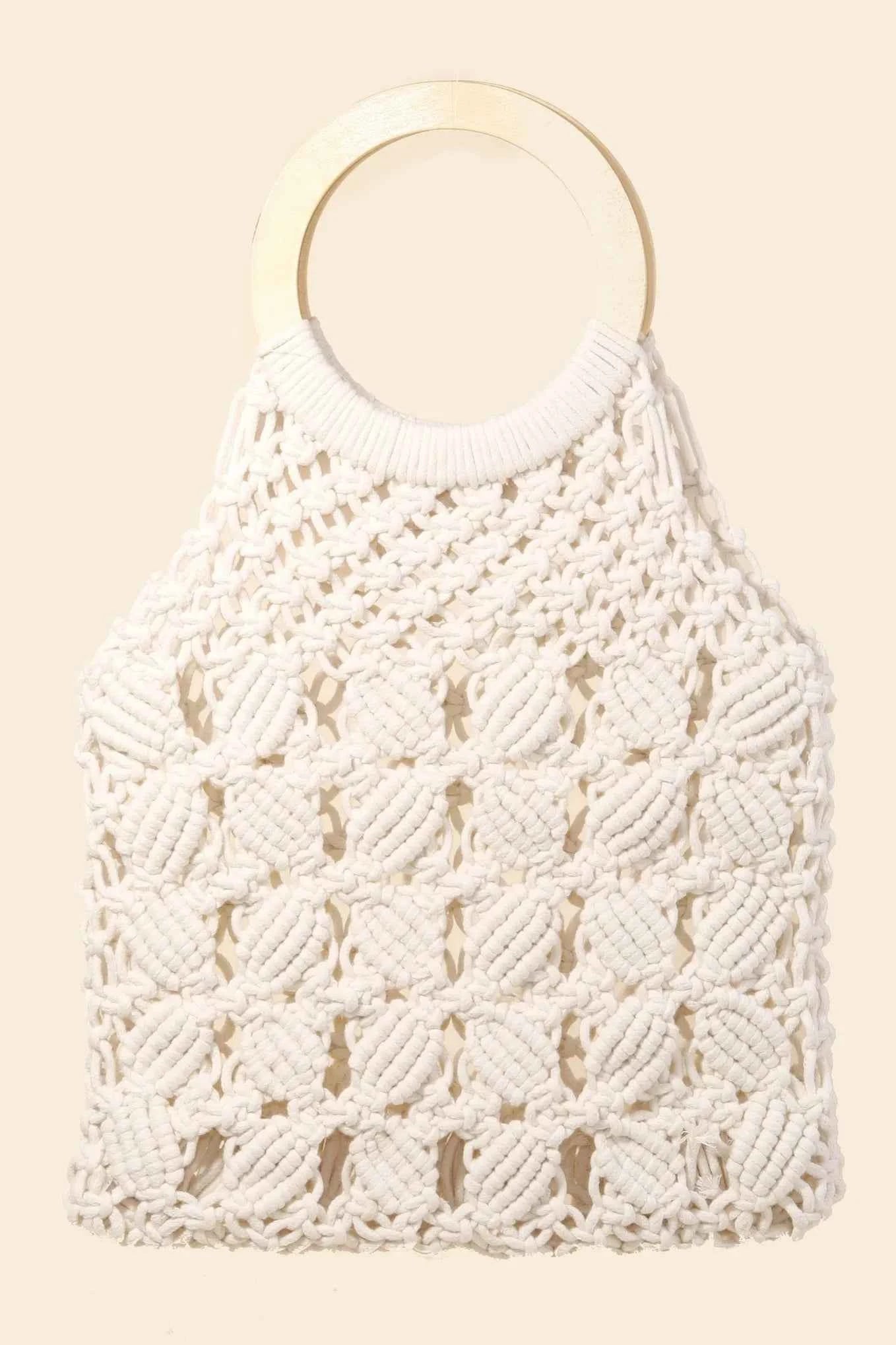 Fame Boho Braided Wooden Top Handle Bag Trendsi