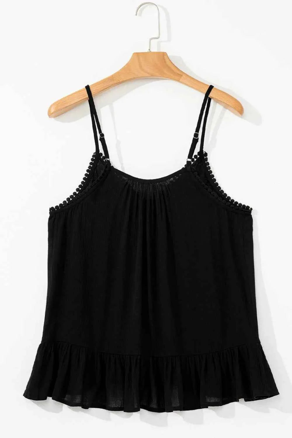 Floral Ruffled Hem Embroidery Cami Trendsi