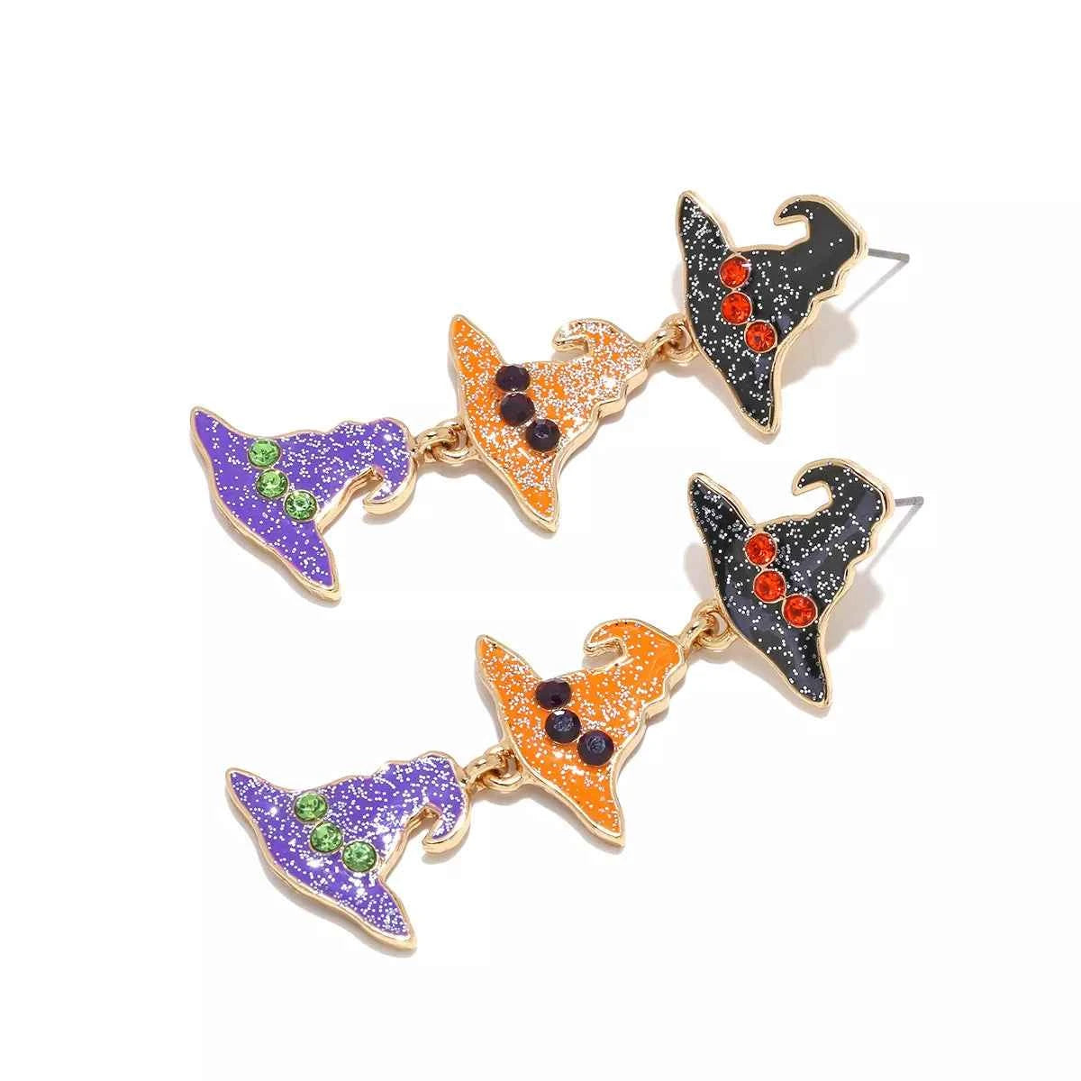 Halloween Witch Hat Drop Earrings - 18K Gold-Plated Sparkle Jewelry Trendsi