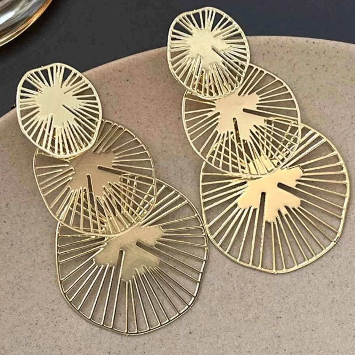 18K Gold-Plated Geometric Drop Earrings Trendsi