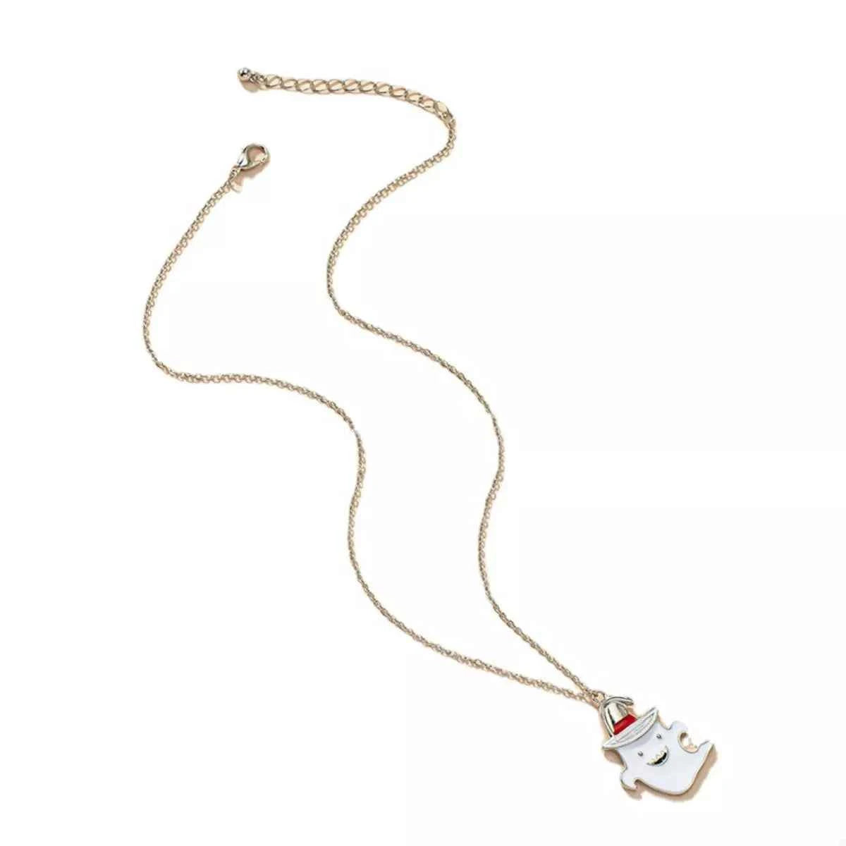 Halloween Cute Ghost Pendant Necklace - Silver Plated Charm Jewelry Trendsi