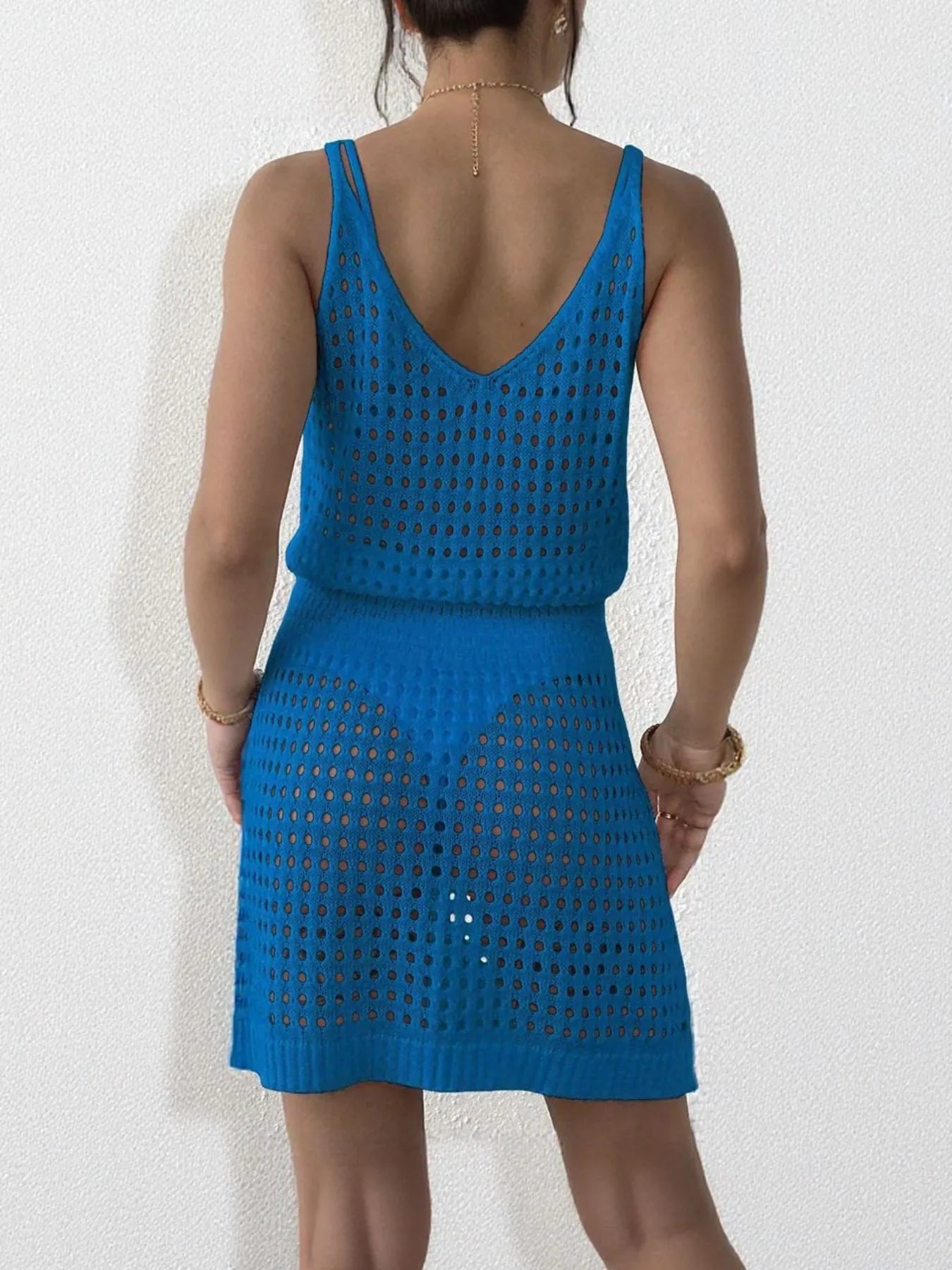 Openwork Sleeveless Knit Cover Up Dress Trendsi
