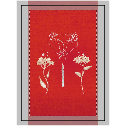 Embroidered Flower Tapestry Wall Art, Bohemian Home Decor, Floral Textile Hanging, Gift for Her, Cottagecore Style 26'' × 36'' Printify