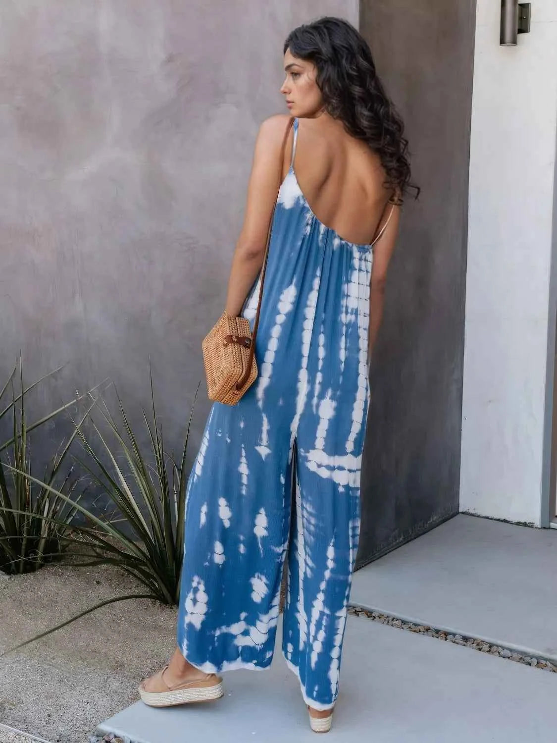 V-Neck Spaghetti Strap Jumpsuit Trendsi