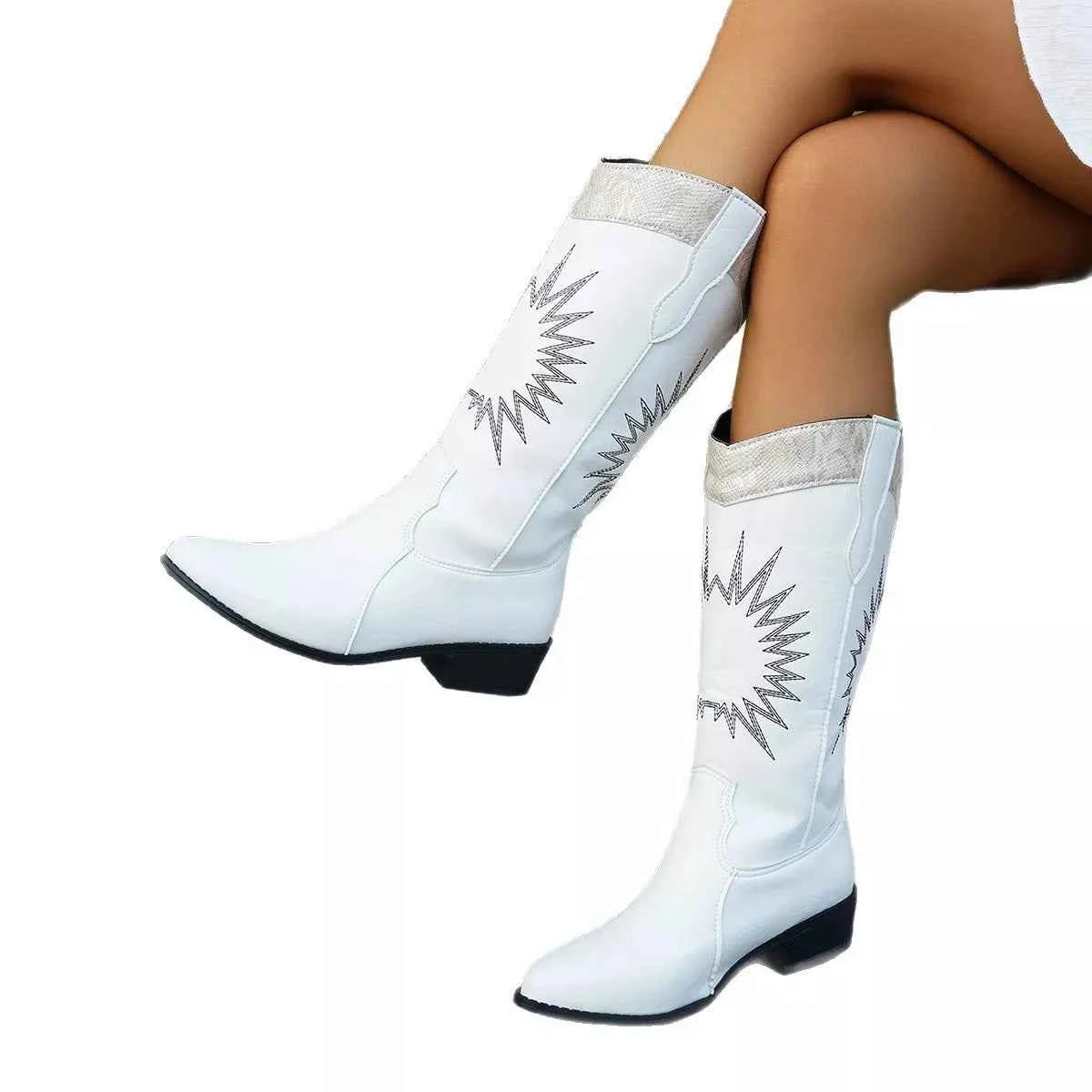 Point Toe Block Heels Boots Trendsi