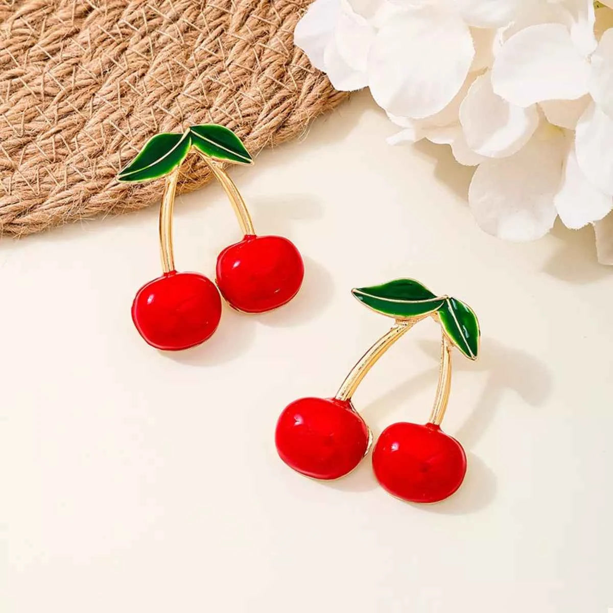 18K Gold-Plated Cherry Earrings Trendsi