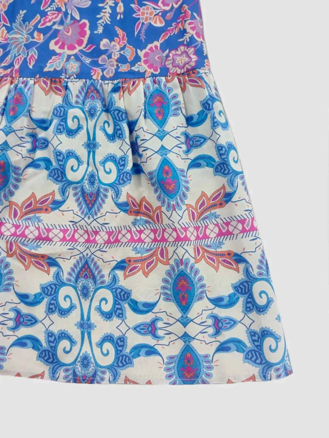 Smocked Off-Shoulder Printed Top and Skirt Set Trendsi