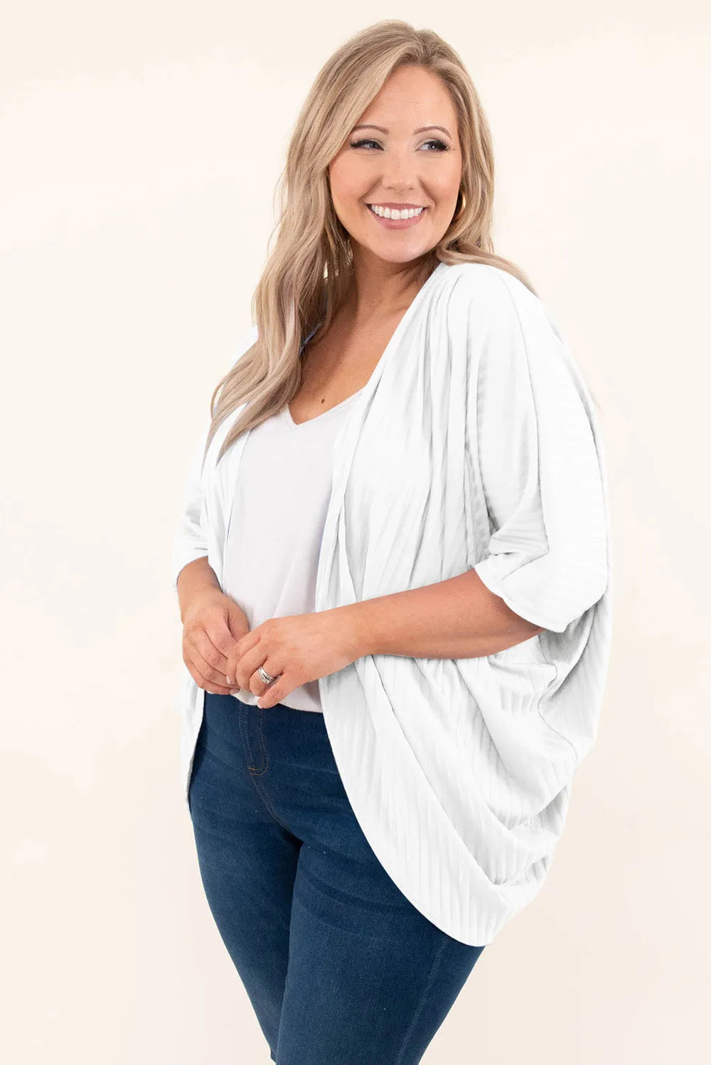 Plus Size Ribbed Cocoon Cover Up Trendsi