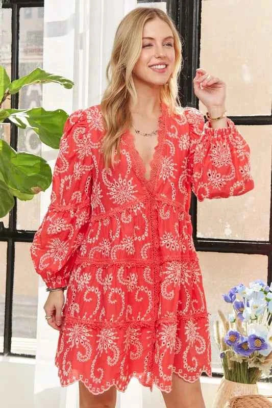 ADORA Puff Sleeve Floral Boho Mini Dress Trendsi