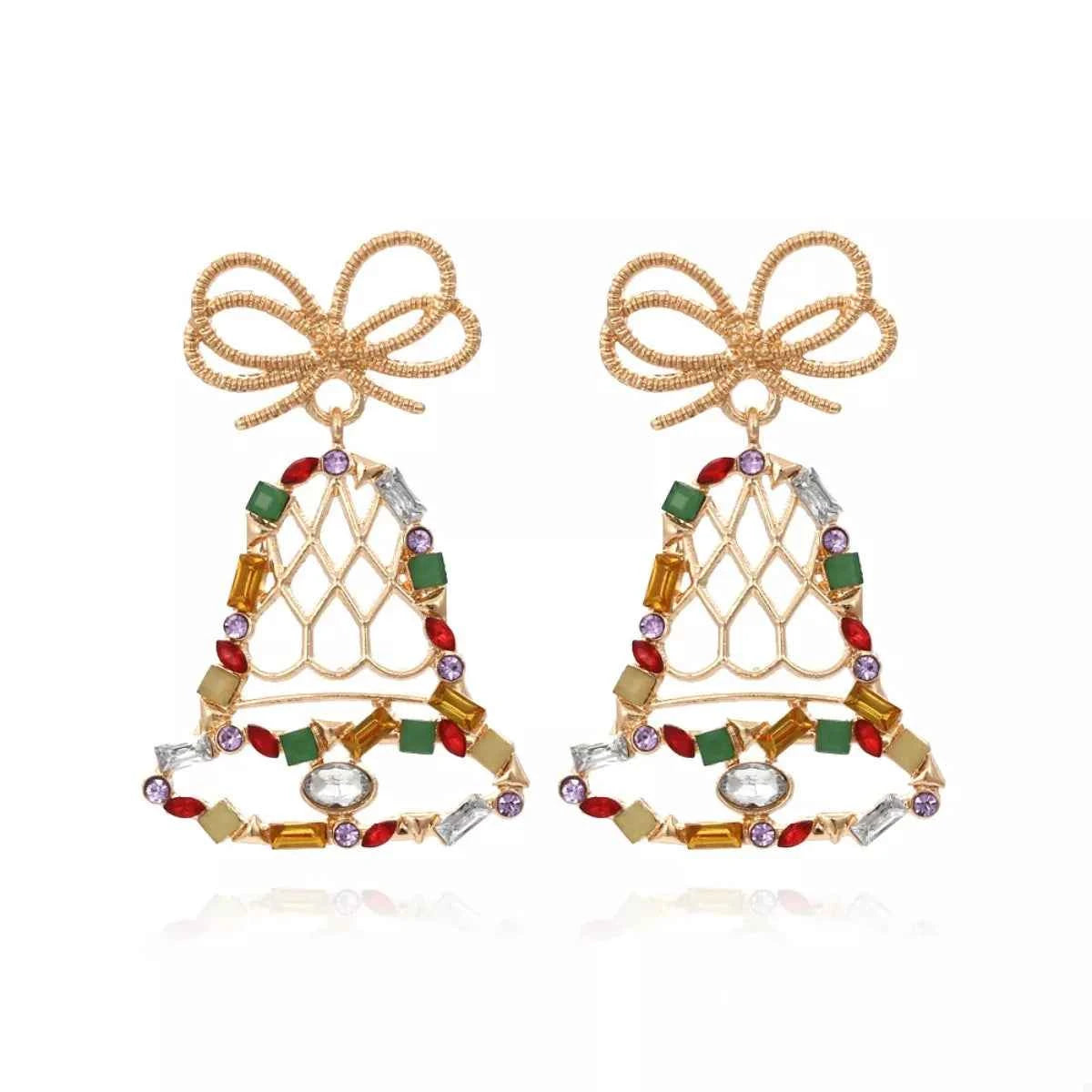 18K Gold-Plated Christmas Bell Dangle Earrings Trendsi