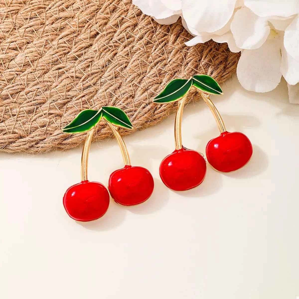 18K Gold-Plated Cherry Earrings Trendsi
