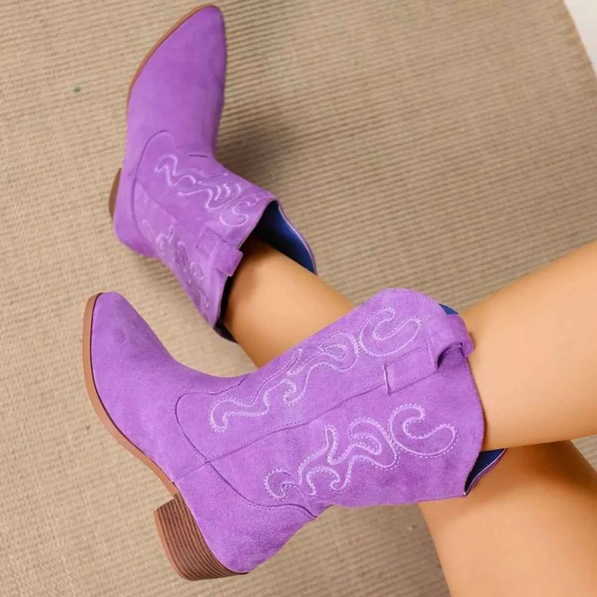 Point Toe Block Heels Boots Trendsi