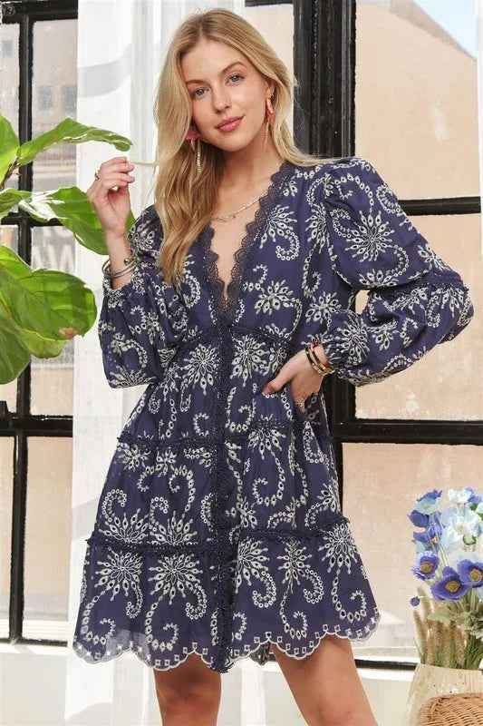 ADORA Puff Sleeve Floral Dress Trendsi