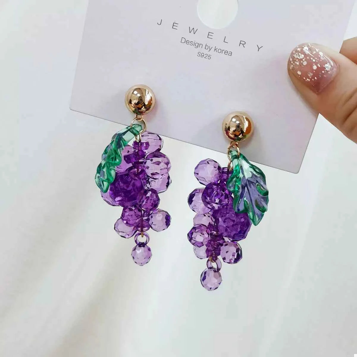 Grape Cluster Beaded Dangle Earrings Trendsi
