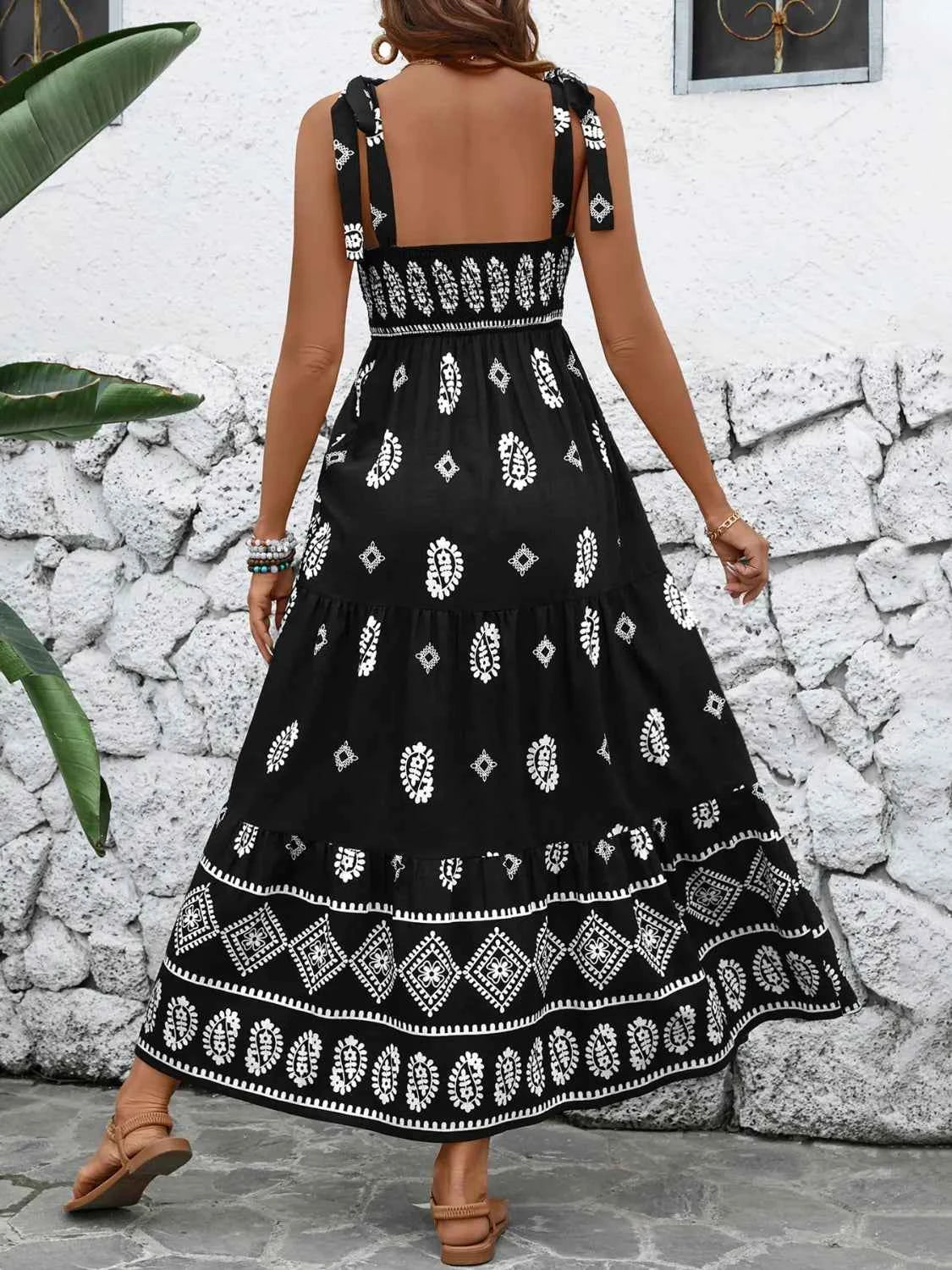Printed Square Neck Maxi Cami Dress Trendsi