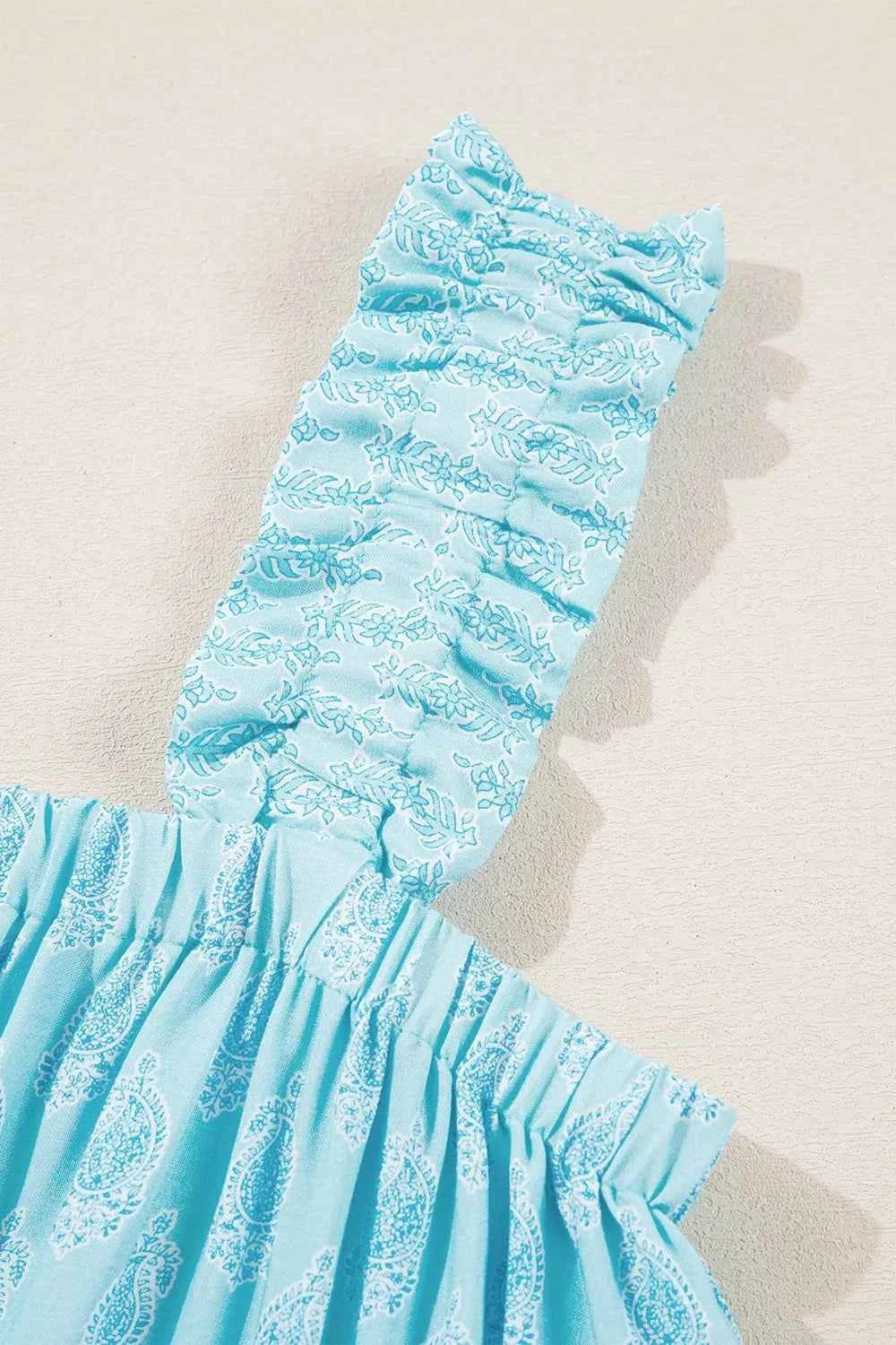 Printed Ruffled Wide Straps Tank Trendsi