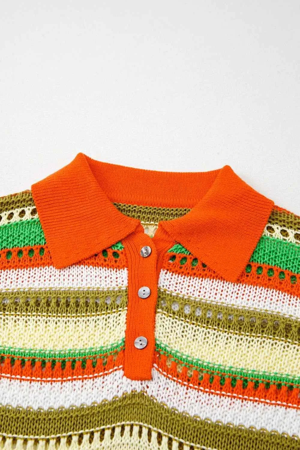 Openwork Stripe Sleeveless Sweater Dress Trendsi