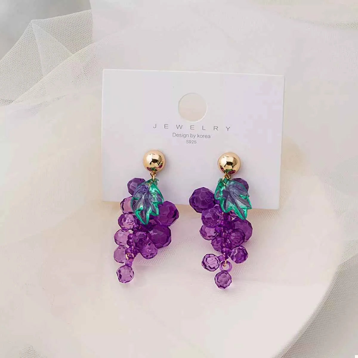 Grape Cluster Beaded Dangle Earrings Trendsi