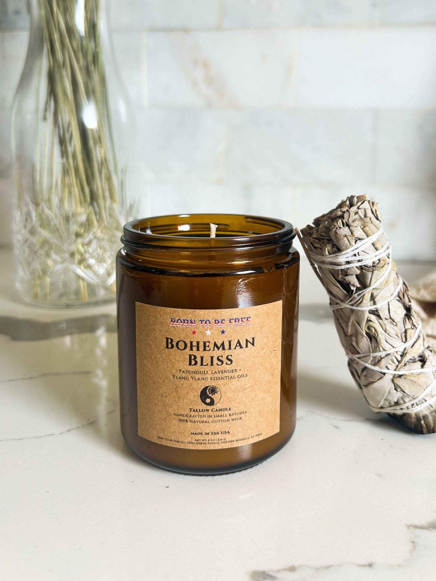 Bohemian Bliss Tallow Candle 8 oz Born to be Free