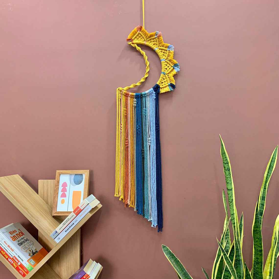 NNEDSZ Colorful Tassel Dream Catcher - Bohemian Style Wall Decor (moon) NNEDSZ