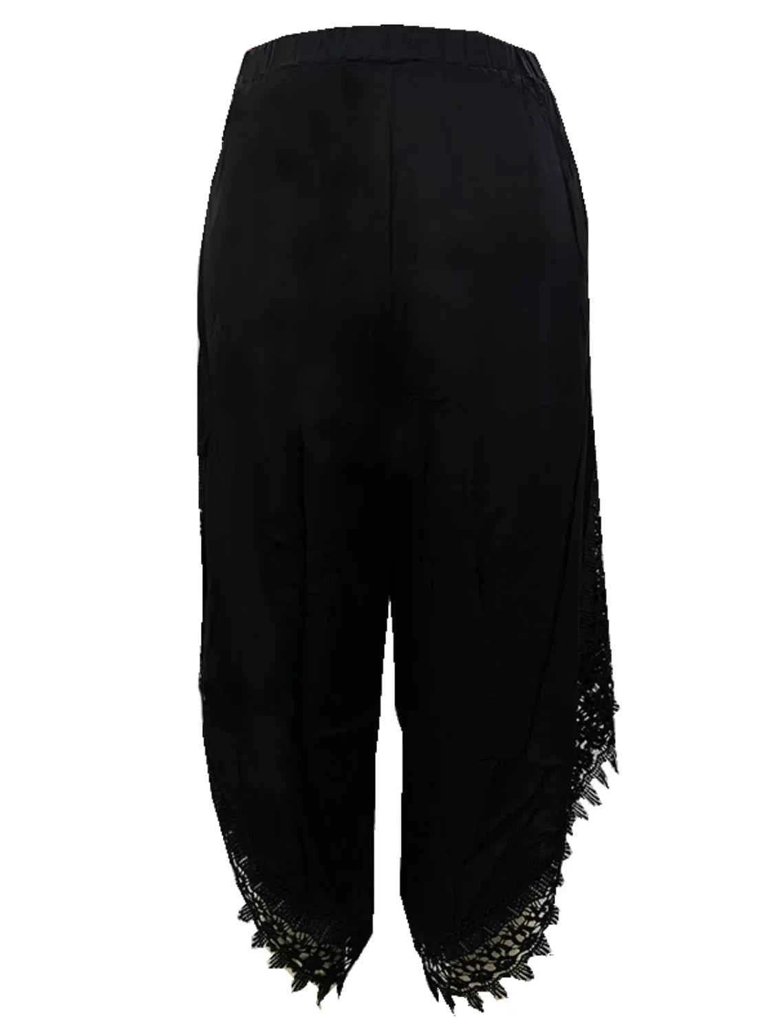 Full Size Lace Detail Wide Leg Pants Plus Size Trendsi