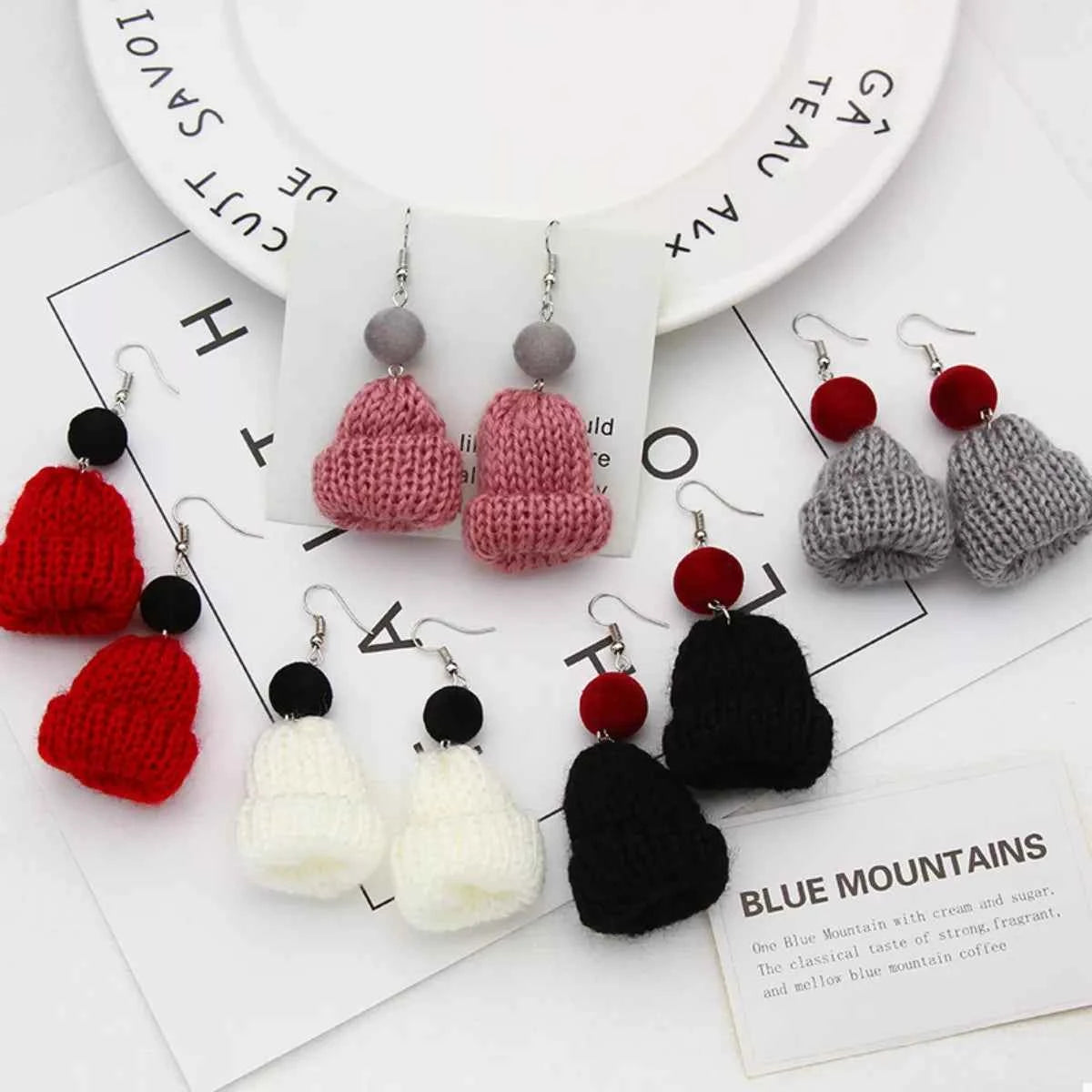 Christmas Knitted Beanie Earrings Trendsi