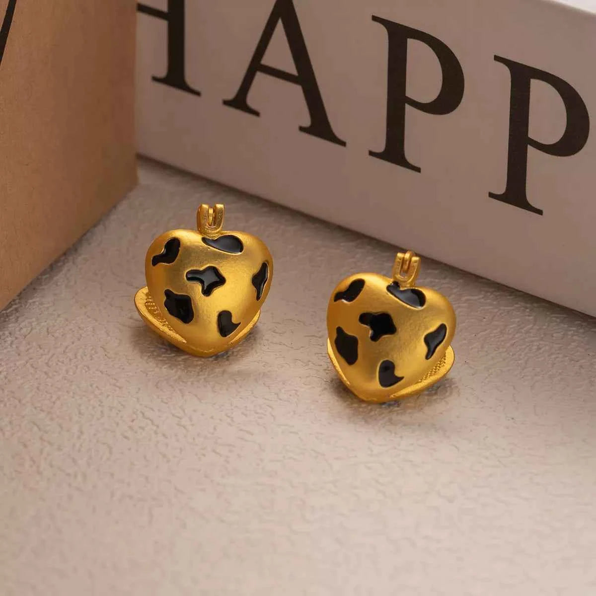 18K Gold-Plated Heart Leopard Print Statement Earrings Trendsi