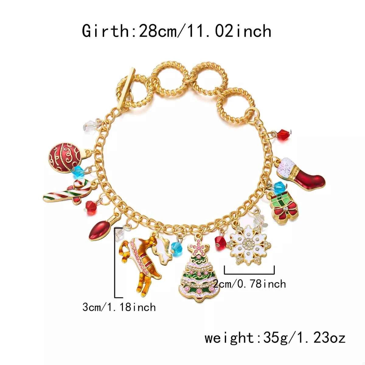 18K Gold-Plated Christmas Charm Bracelet Trendsi
